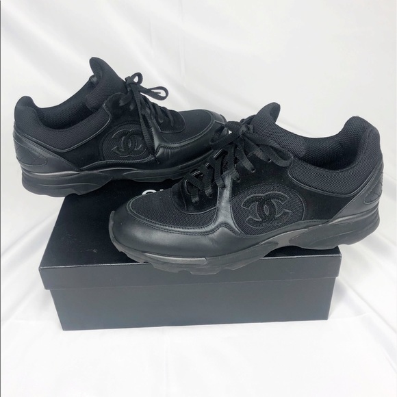 Men’s Triple Black CHANEL SNEAKERS Size 41 - Picture 2 of 4